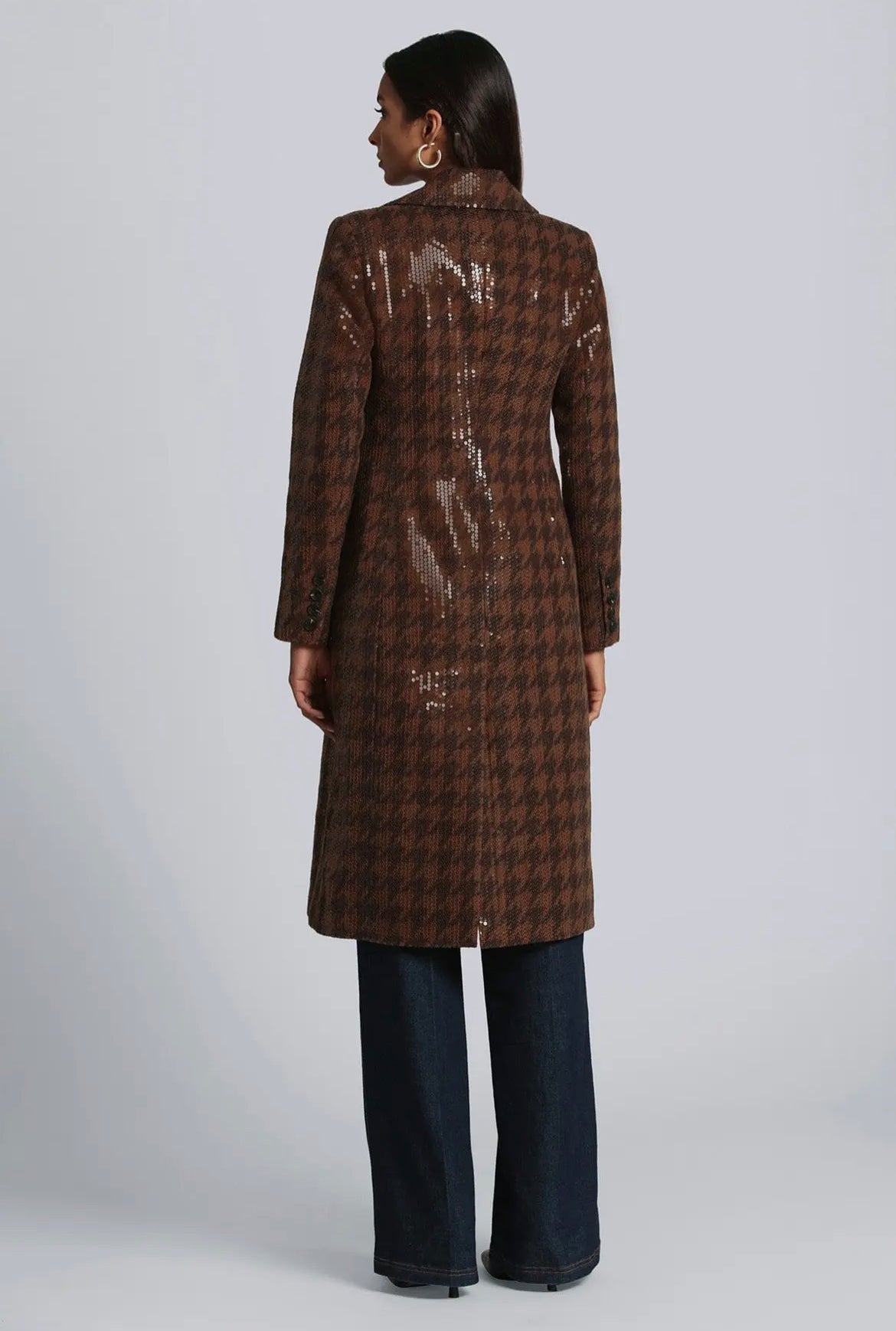 Sequin Houndstooth Tailored Coat