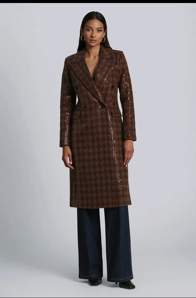 Sequin Houndstooth Tailored Coat