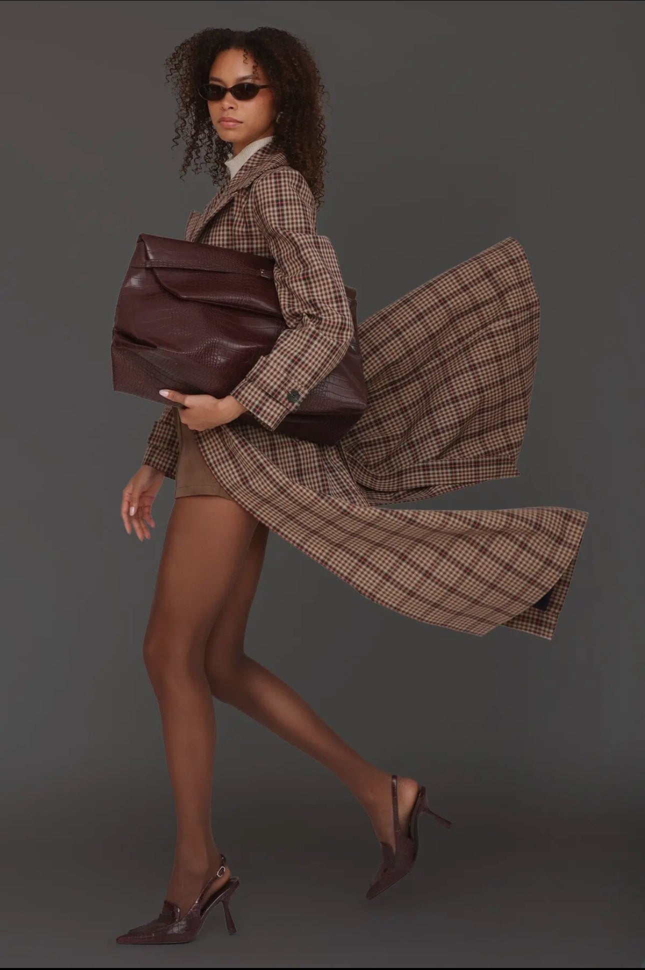 Plaid Belted Maxi Trench Coat
