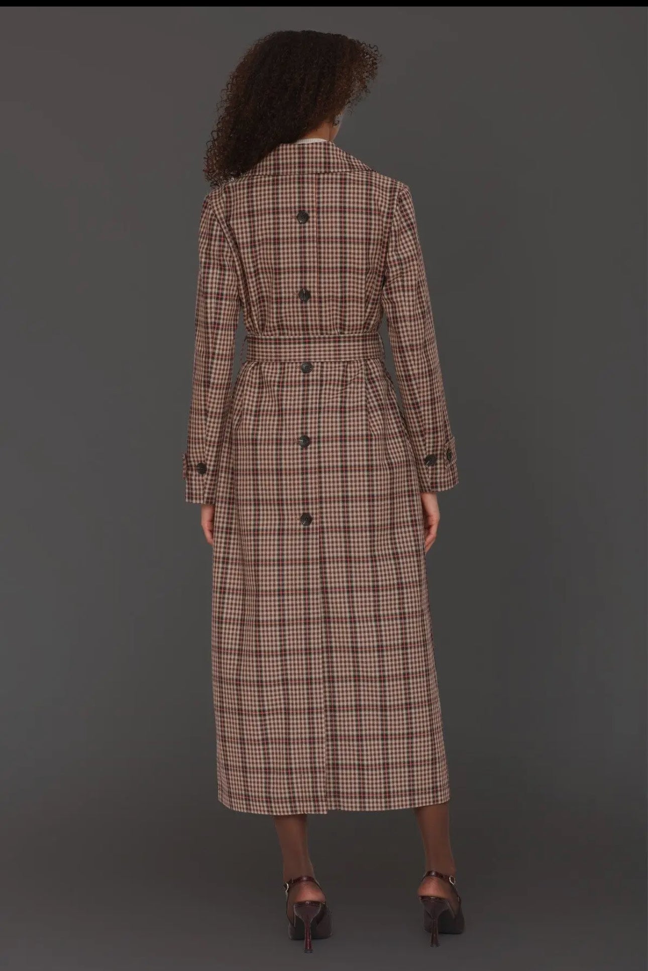 Plaid Belted Maxi Trench Coat