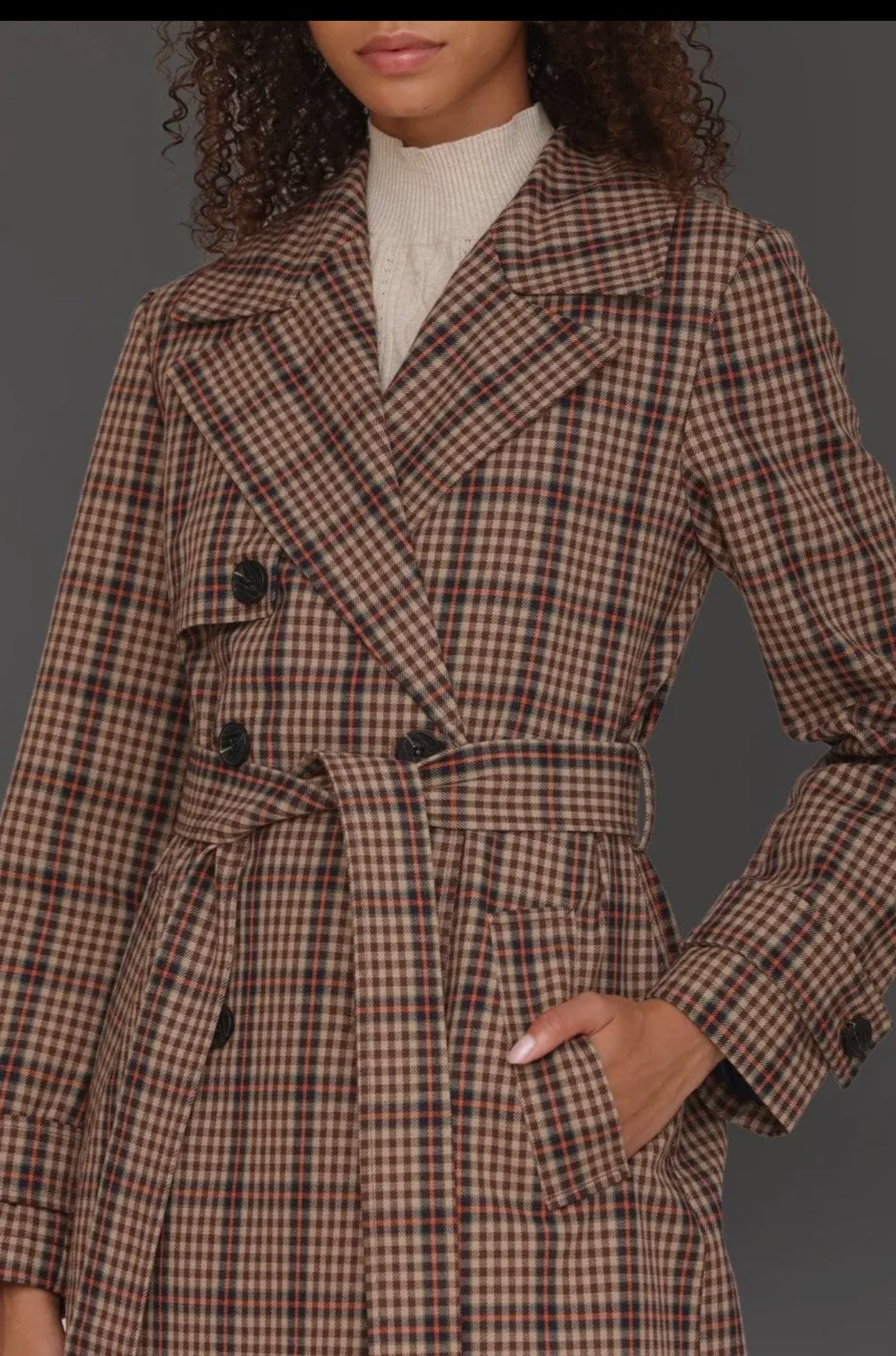 Plaid Belted Maxi Trench Coat