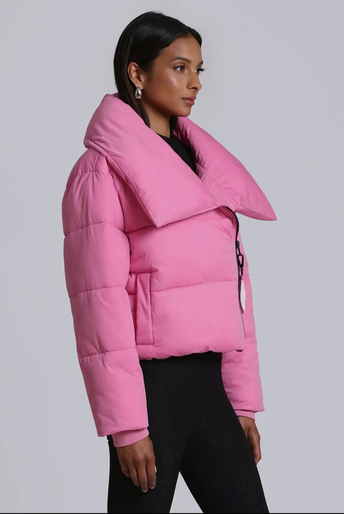 Thermal Puff™ Envelope Collar Knit Puffer Coat