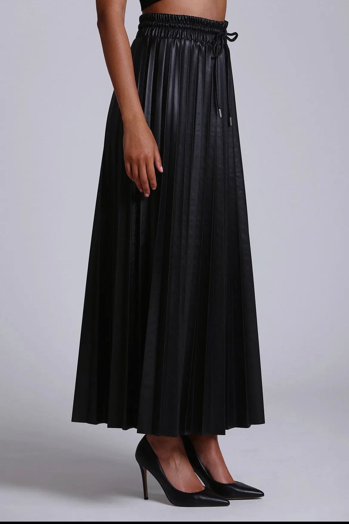 Faux-Ever Leather Pleated
Maxi Skirt