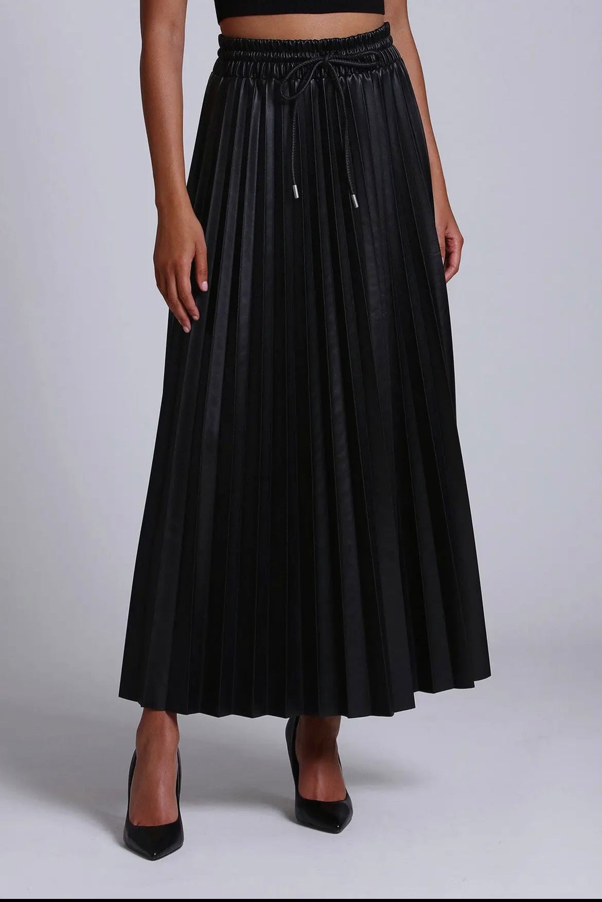 Faux-Ever Leather Pleated
Maxi Skirt