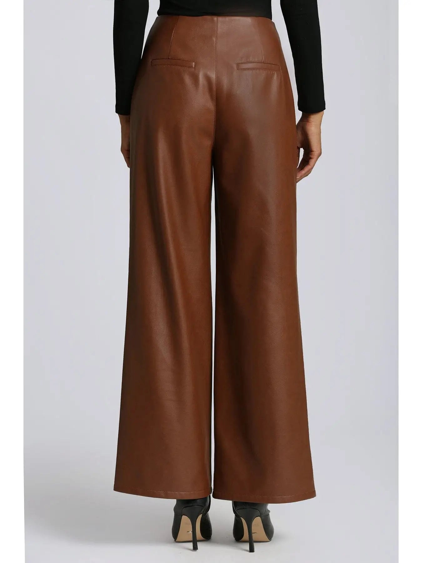 Faux-Ever Leather™ Pleated Wide Leg Trouser