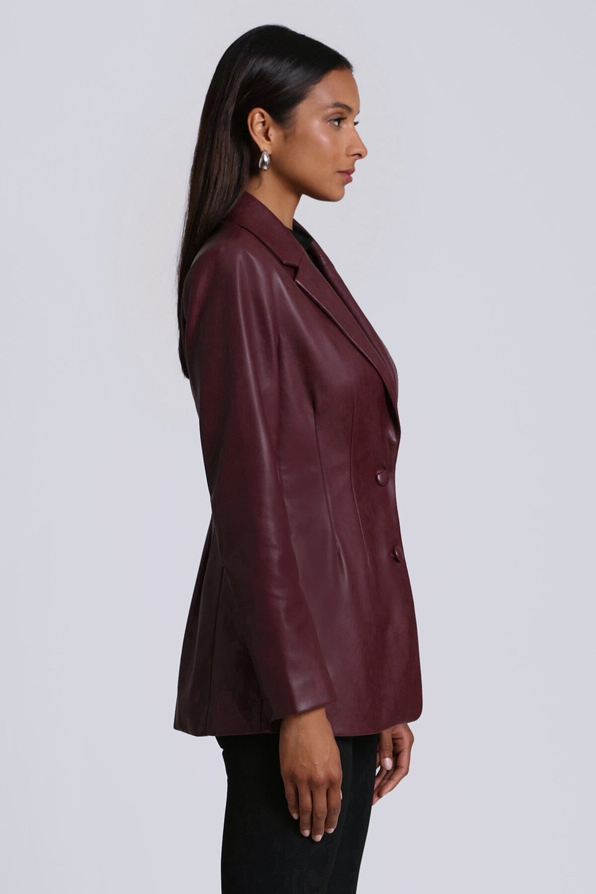 Faux-Ever Leather Sculpted Blazer