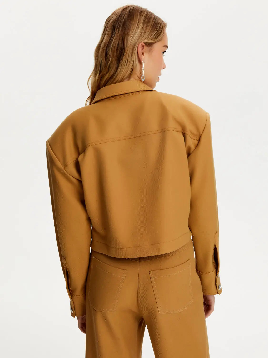 Shoulder Pad Gabardine Crop Jacket