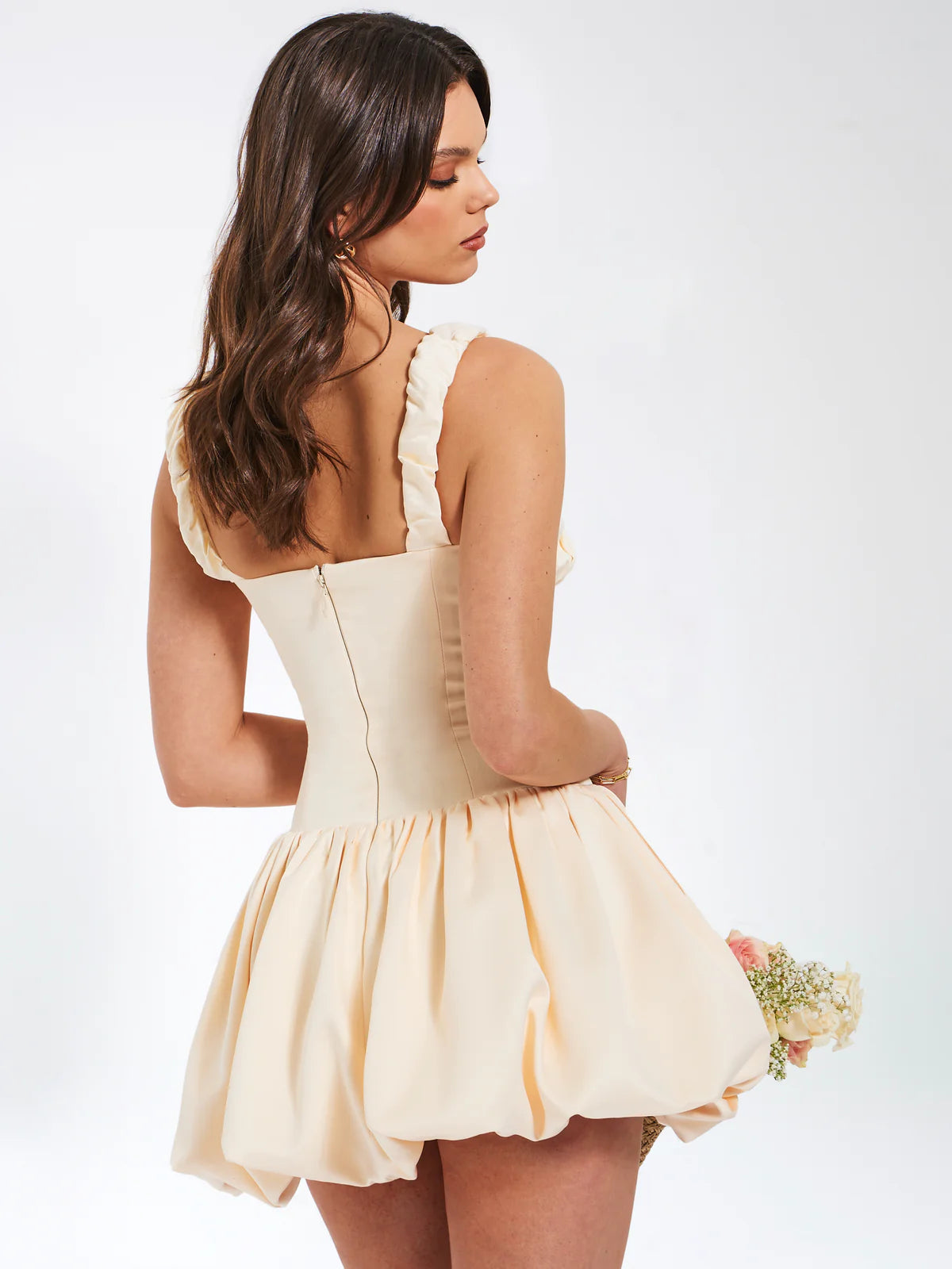 Aubrey Off White Satin Corset Mini Dress