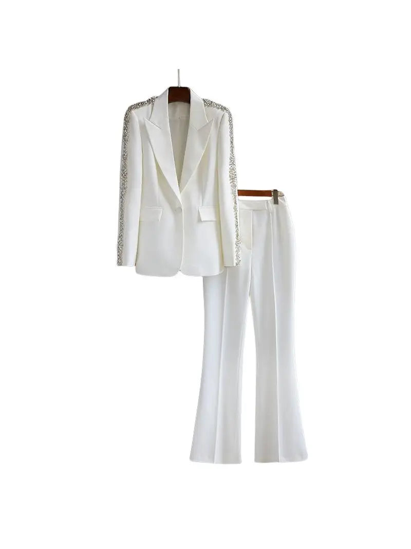 Calista White Two Piece Set with Rhinestone Arm