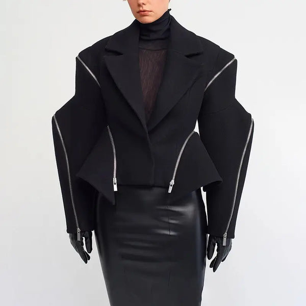 Edgy Moto Flight Jacket - Detachable Sleeves