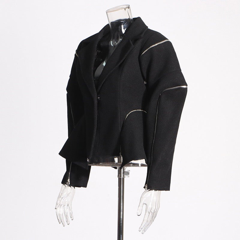 Edgy Moto Flight Jacket - Detachable Sleeves