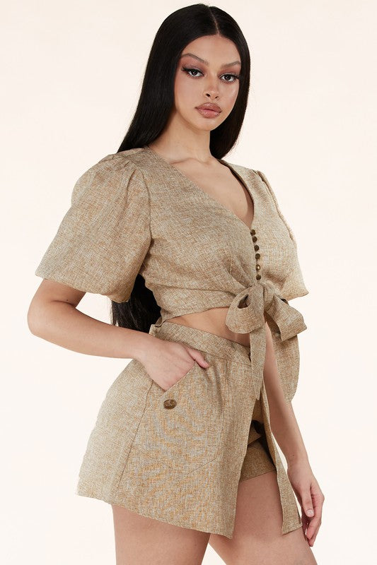 Light brown woven two-piece set