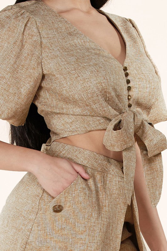 Light brown woven two-piece set