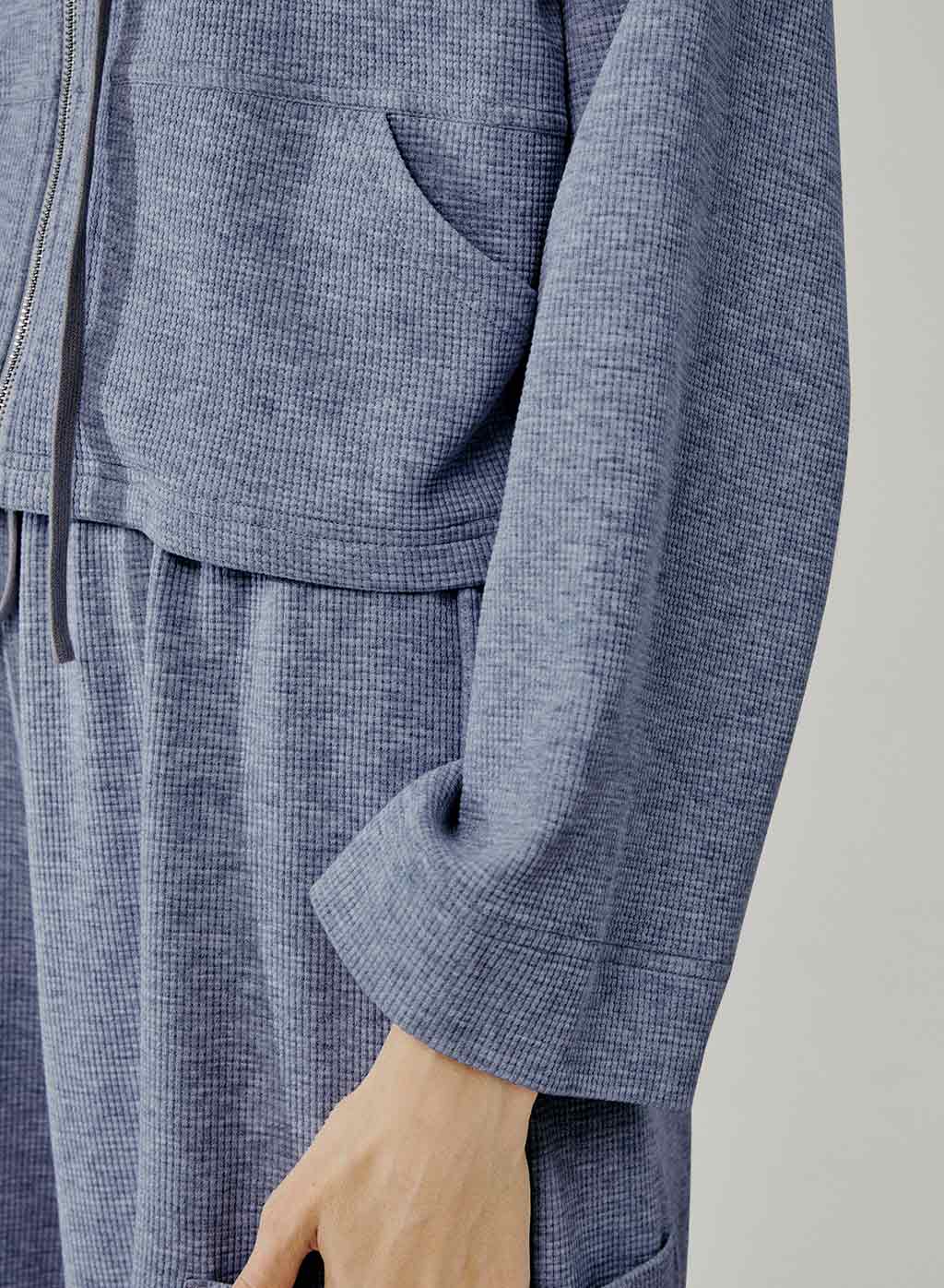 Textured Crop Hoodie Set