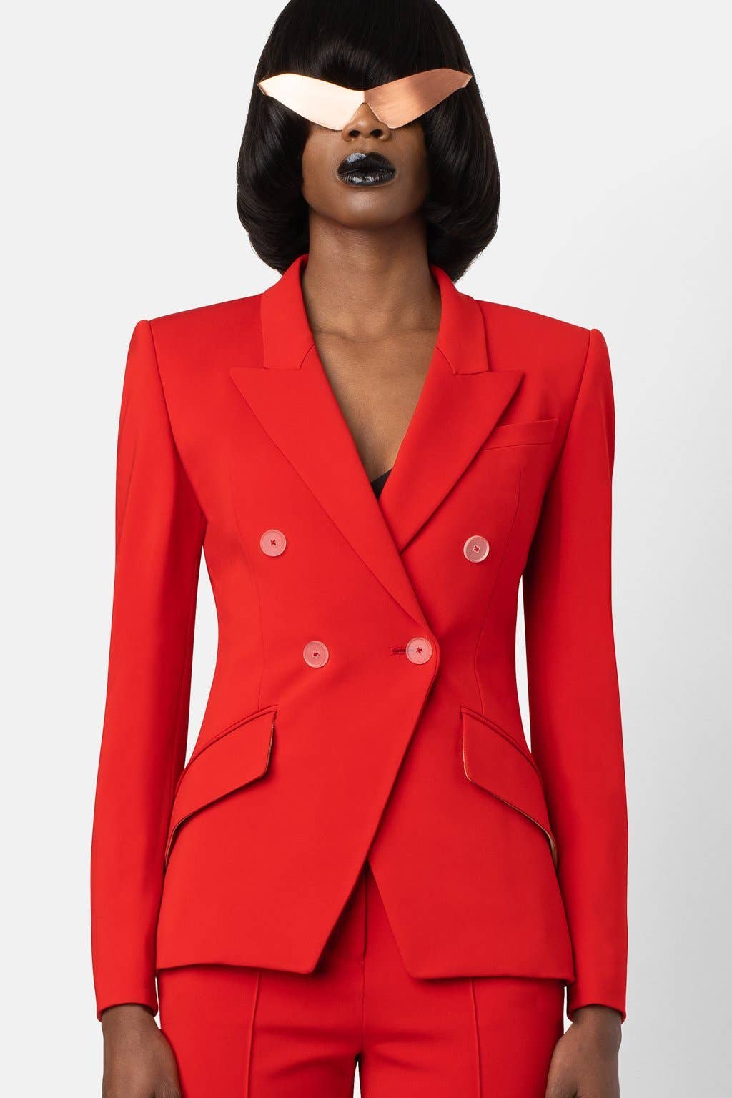 Super Matte Jersey Fitted Double-Breasted Blazer