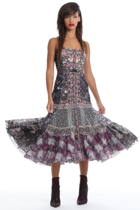 Textural Lace Bustier Dress
