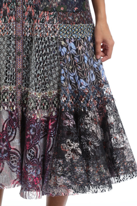 Textural Lace Bustier Dress