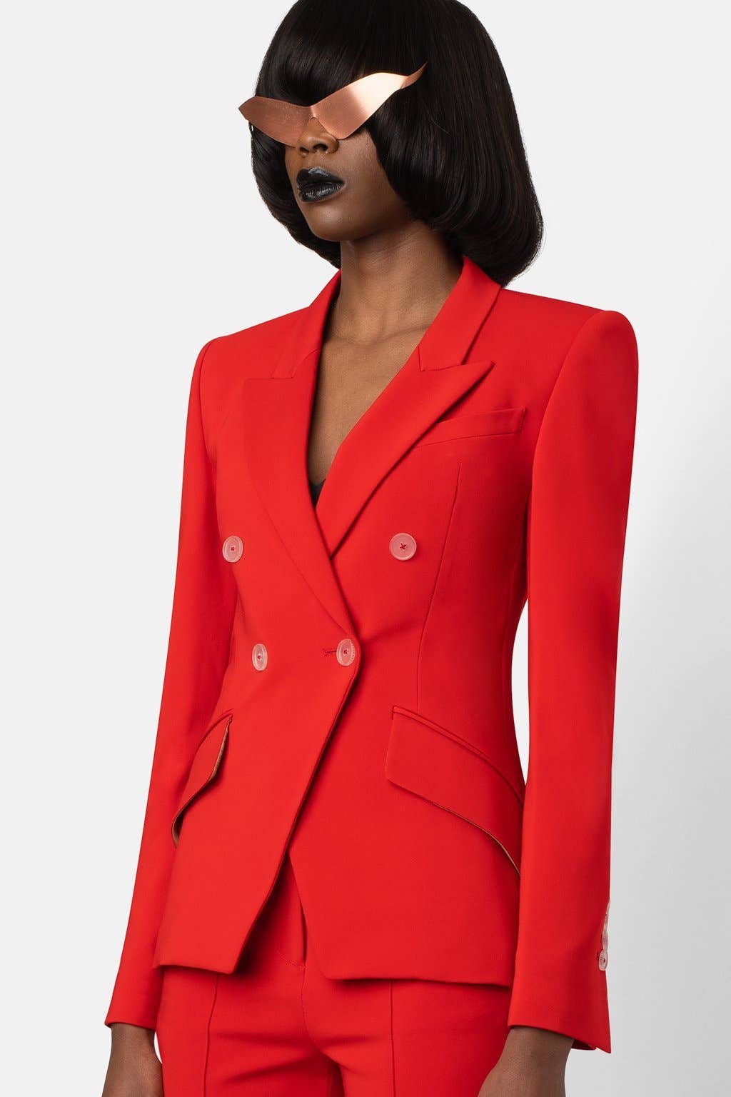 Super Matte Jersey Fitted Double-Breasted Blazer