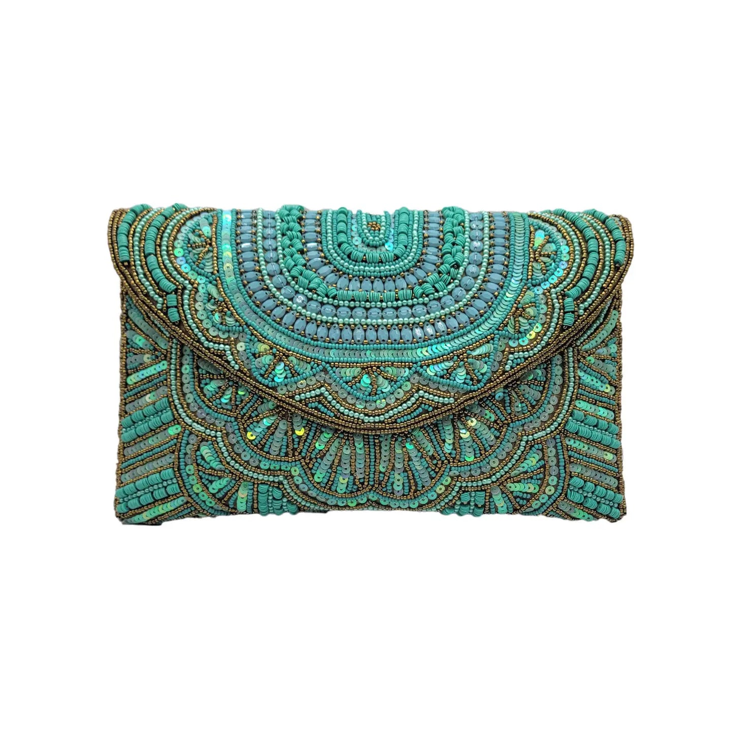 Double Sided Turquoise Beaded Clutch LAC