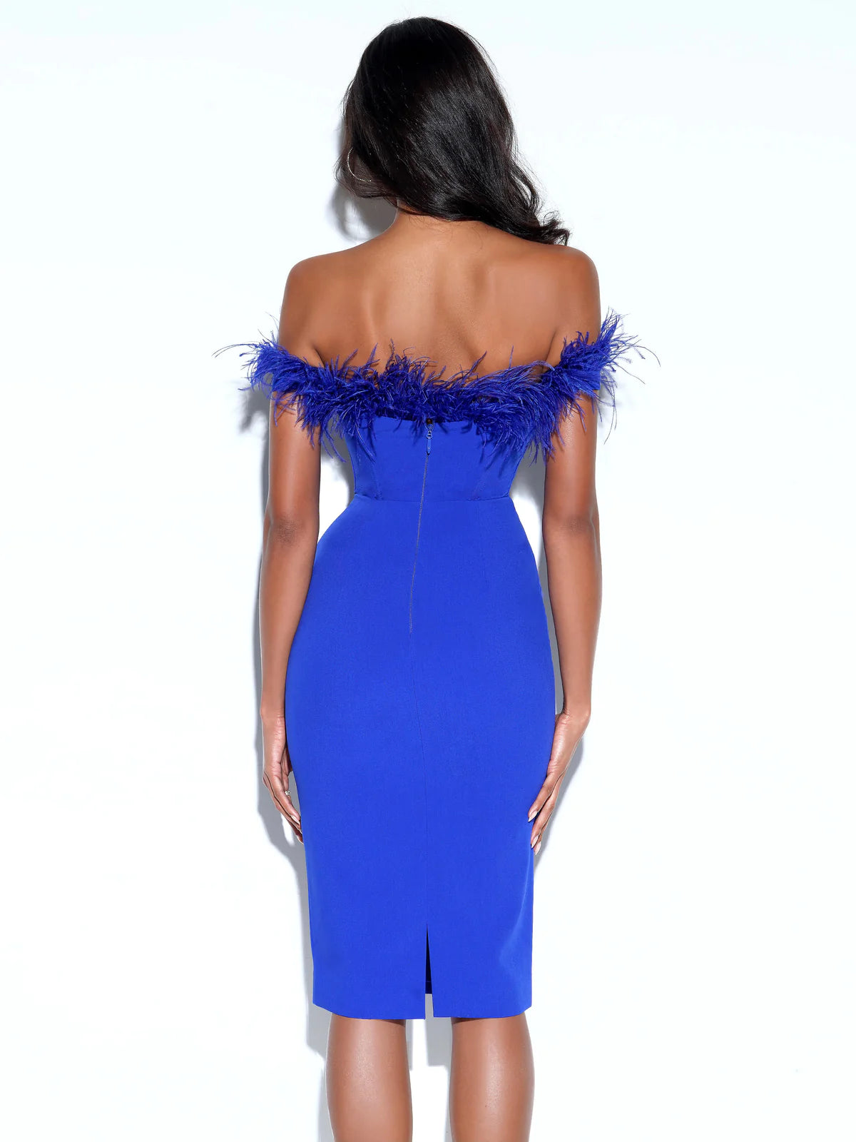 Ophelia Royal Blue Feather Corset Dress