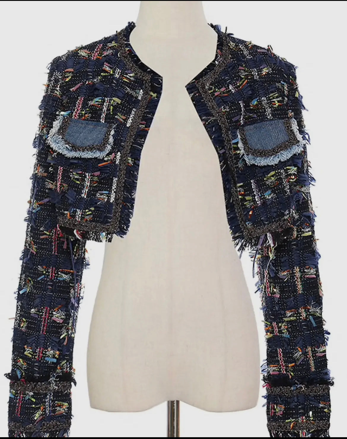 2 Piece Tweed Bolero & Denim Vest