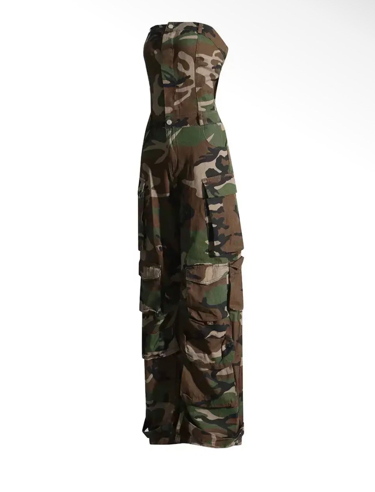 Camouflage Strapless Wide Leg Jumpsuit