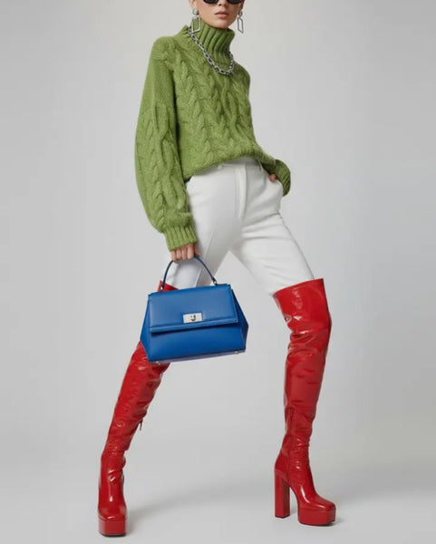 Green Cable Knit Sweater