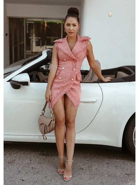 Desiree Pink Tweed Mini Dress