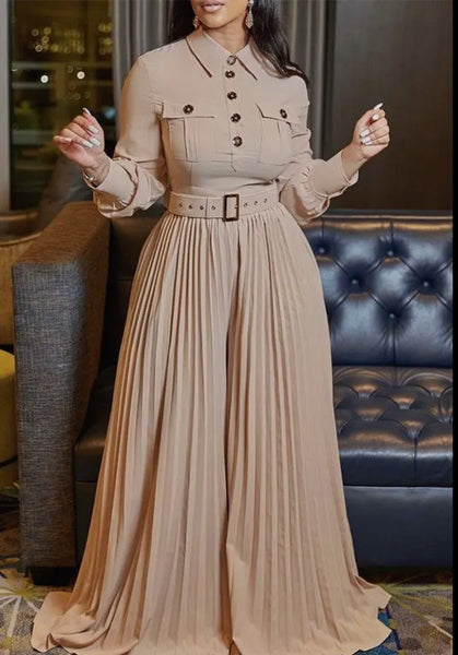 Pleated Wide Leg Jumpsuit