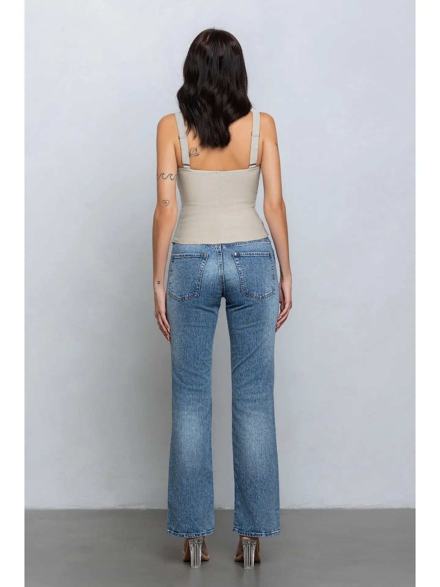 Mini Buckle Detail Stretchy Woven Crop Top