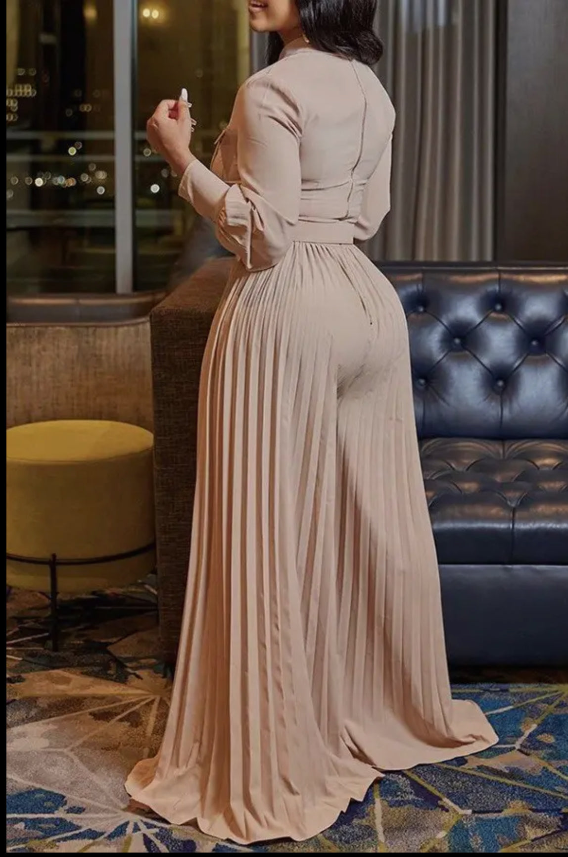 Pleated Wide Leg Jumpsuit