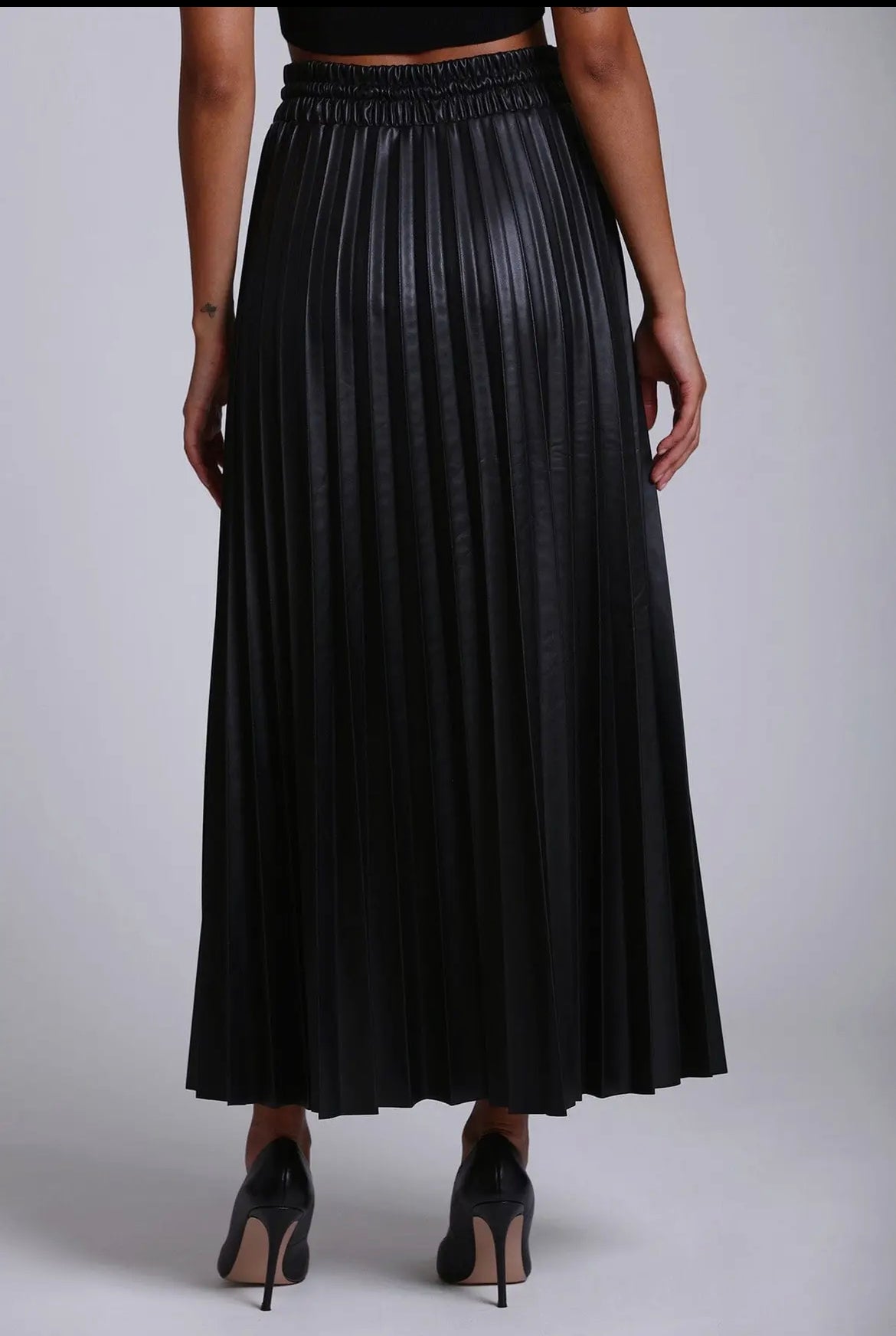 Faux-Ever Leather Pleated
Maxi Skirt