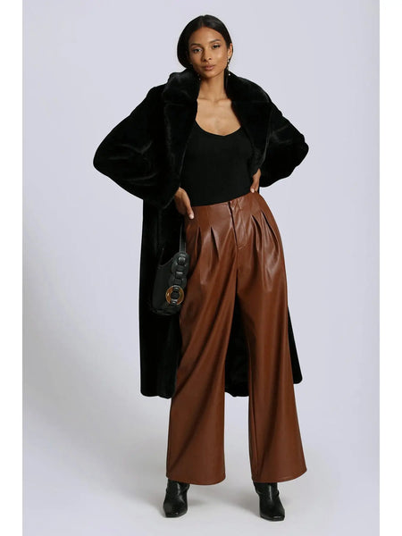 Faux-Ever Leather™ Pleated Wide Leg Trouser