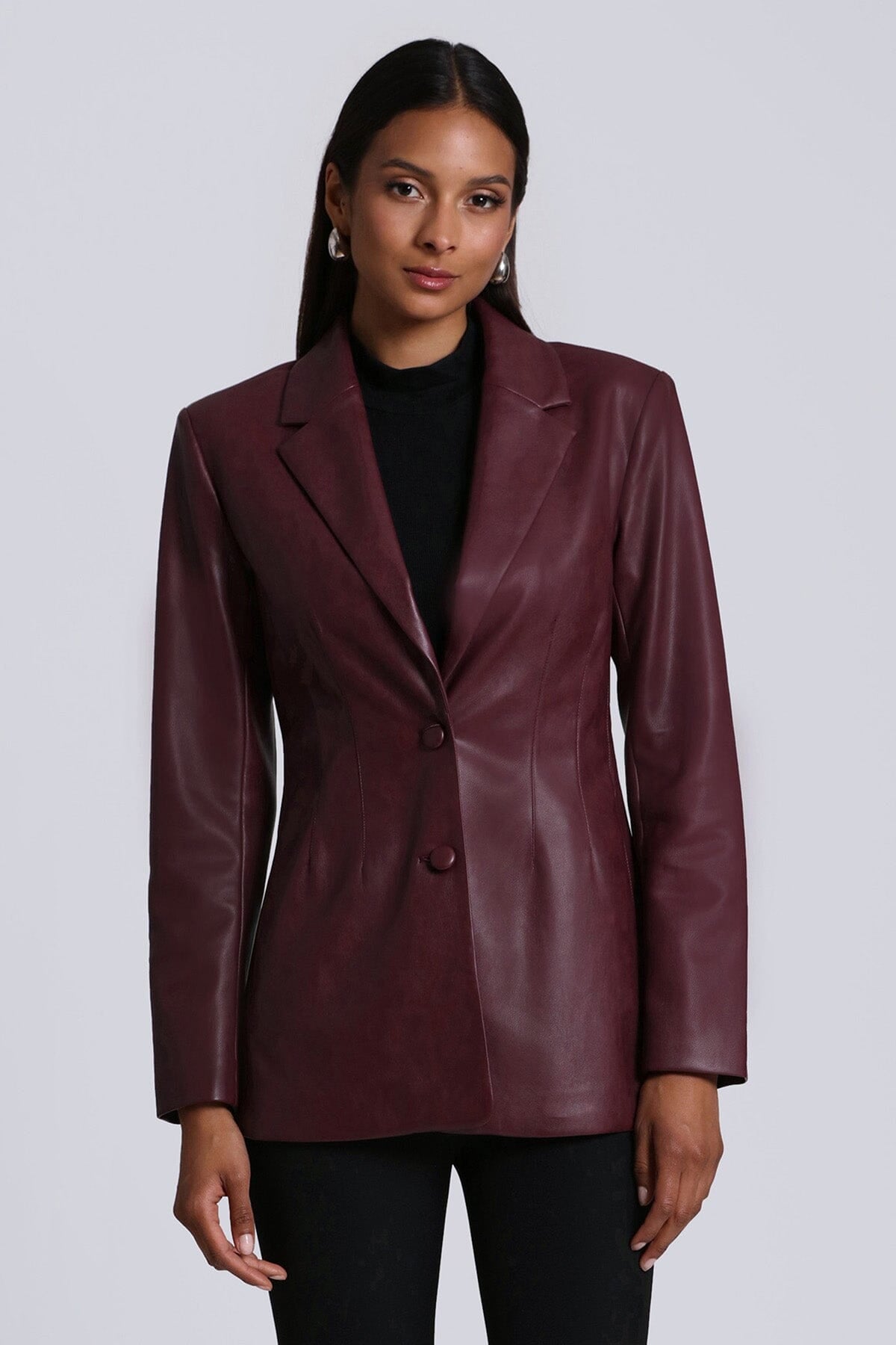 Faux-Ever Leather Sculpted Blazer