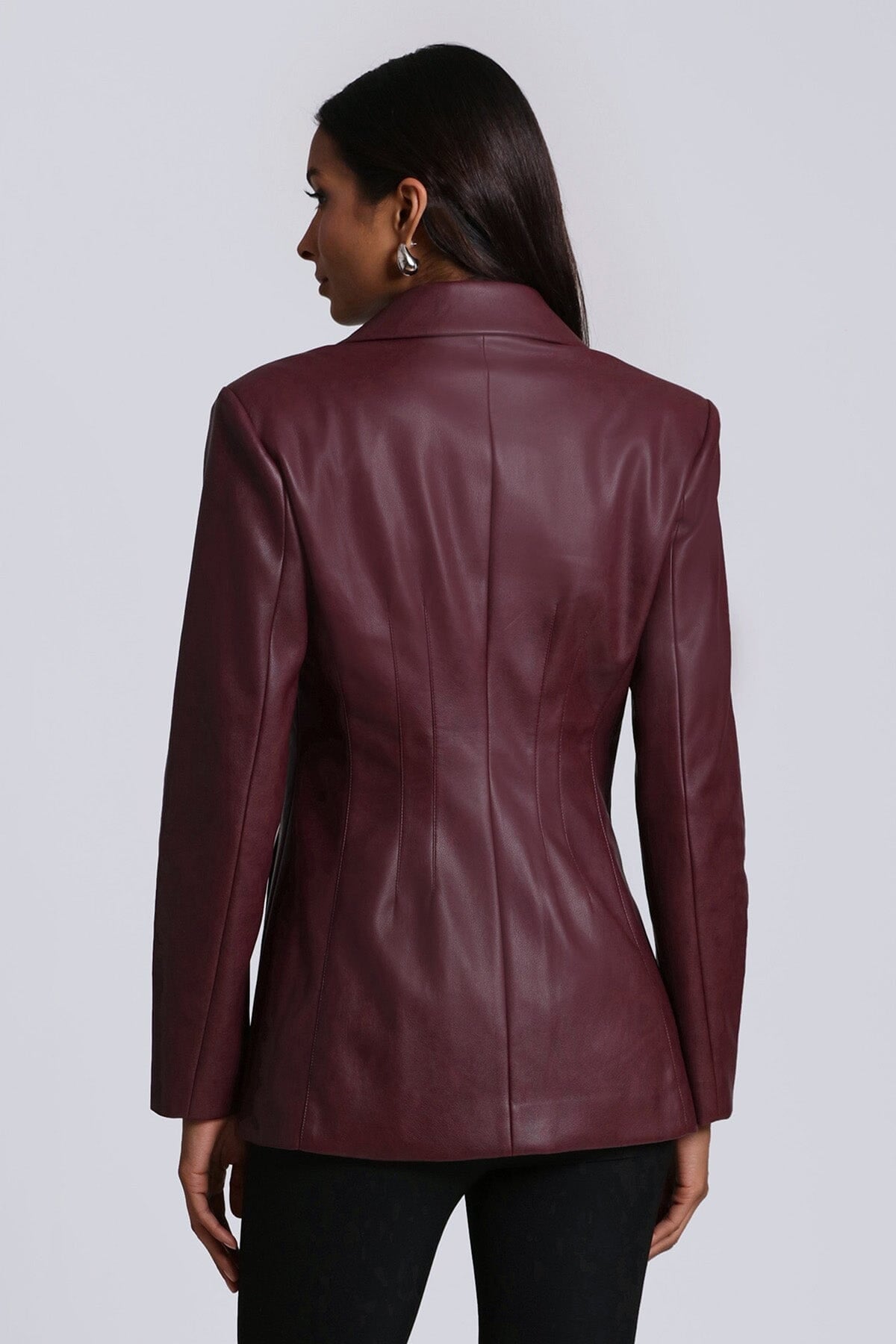 Faux-Ever Leather Sculpted Blazer