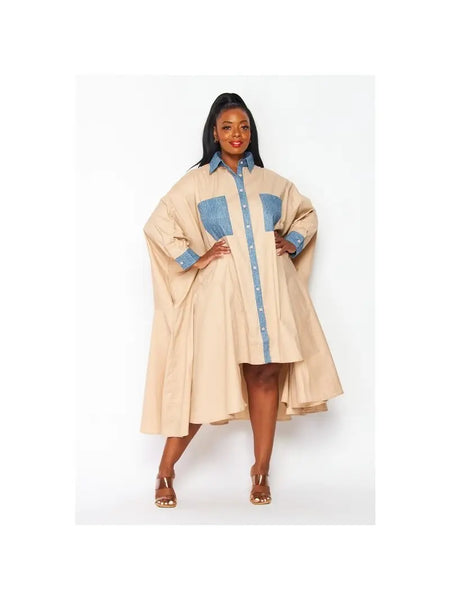 Loose Fit Shirt Dress with Button Down