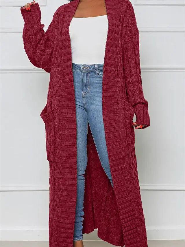 Loose Coat Knitted Cardigan Long Twist Sweater Jacket