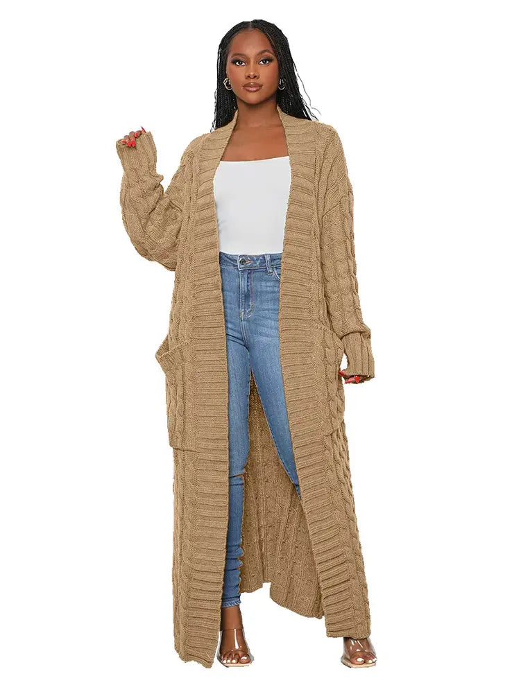 Loose Coat Knitted Cardigan Long Twist Sweater Jacket