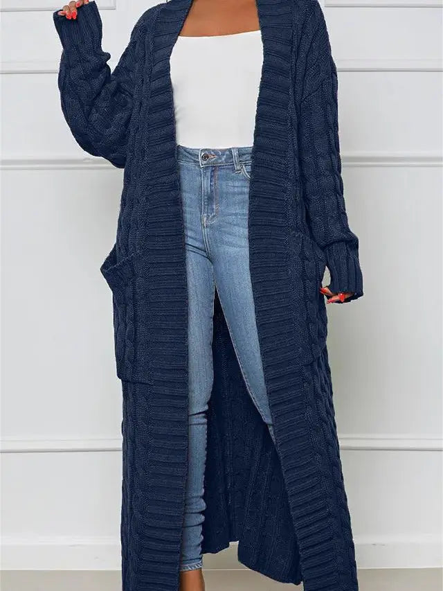 Loose Coat Knitted Cardigan Long Twist Sweater Jacket