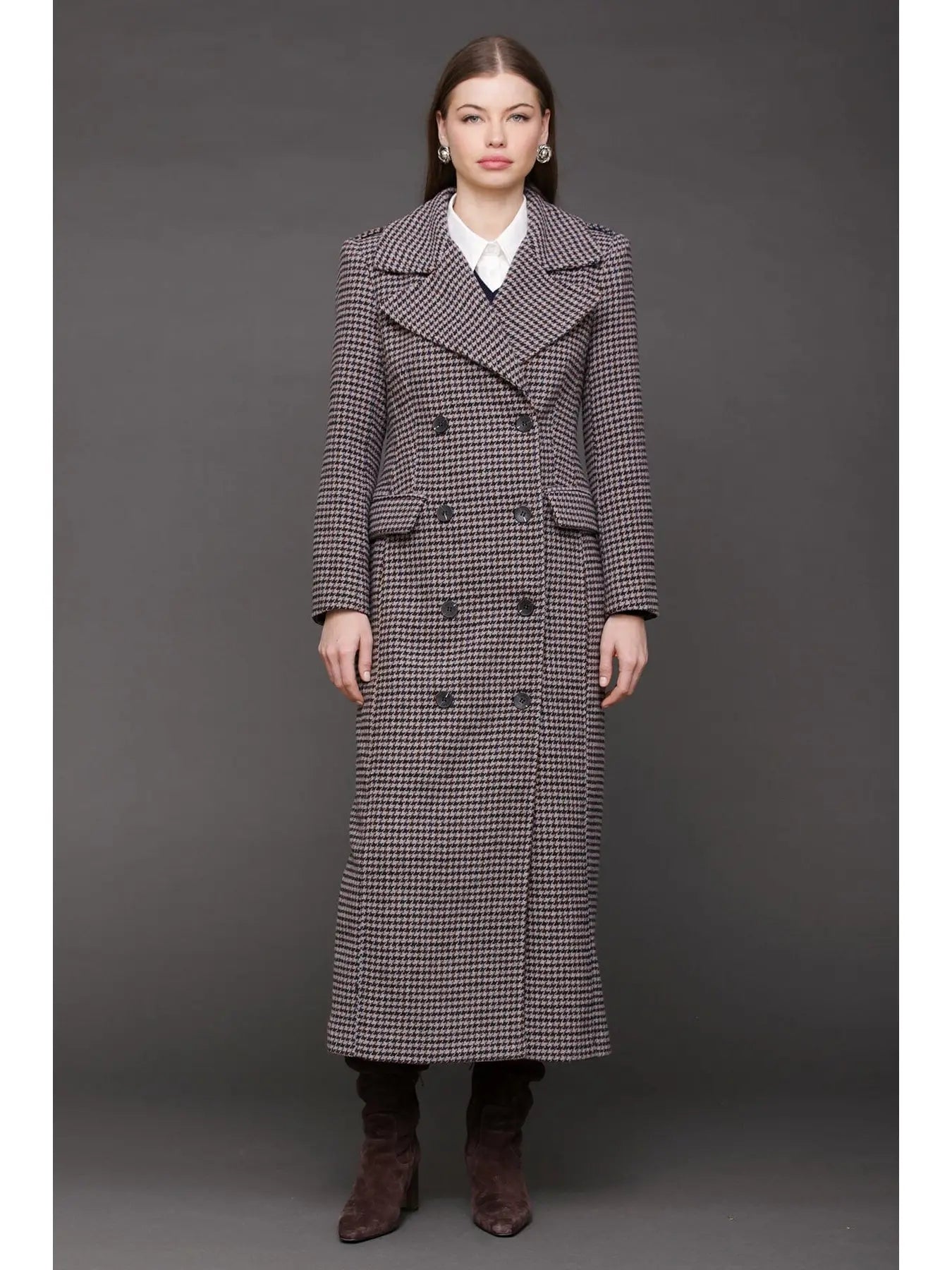 Heritage Houndstooth Maxi Coat