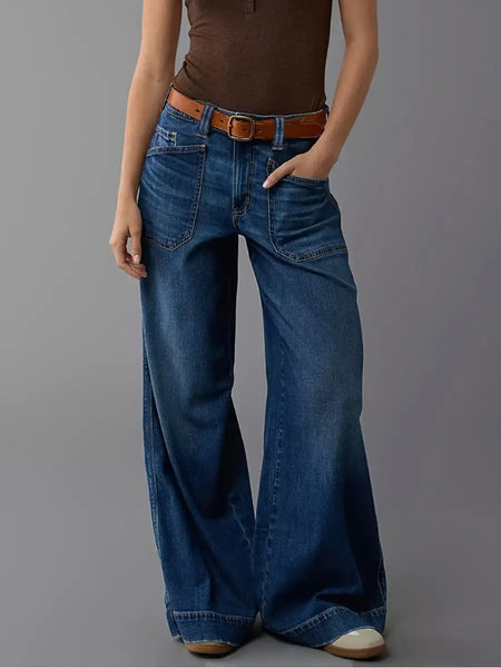 Relaxed Fit Wide Leg Denim Jeans