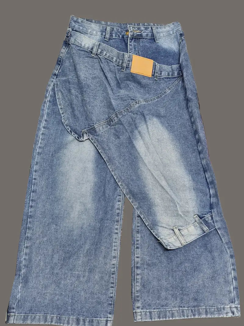 Layered Straight Denim Jeans