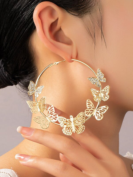 Butterfly Decor Hoop Earrings