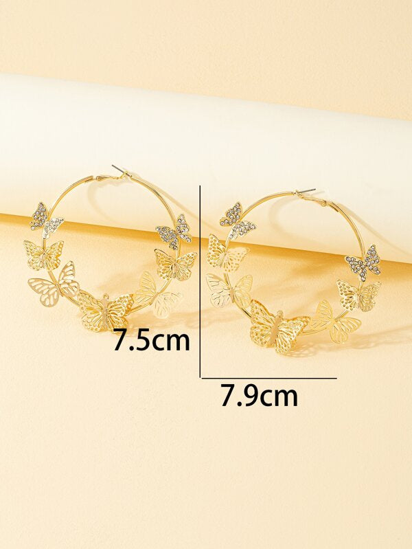 Butterfly Decor Hoop Earrings