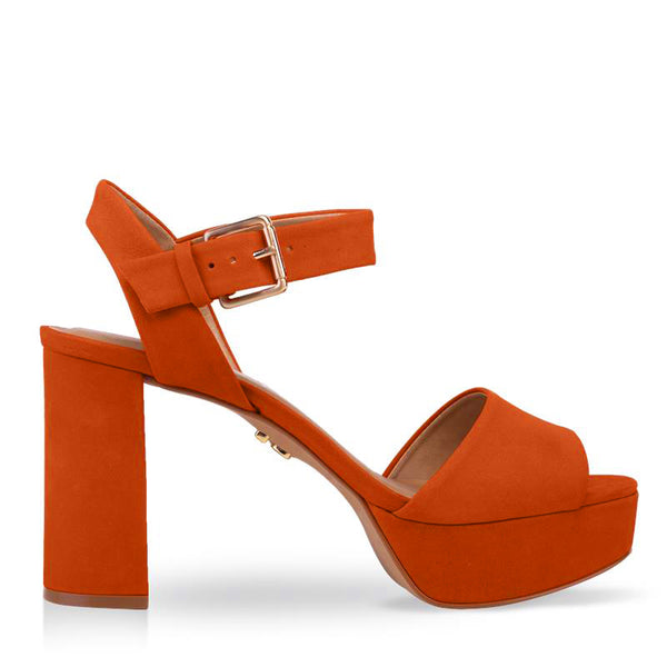 MARIA-DRESS PLATFORM SANDAL LEATHER NUB ORANGE