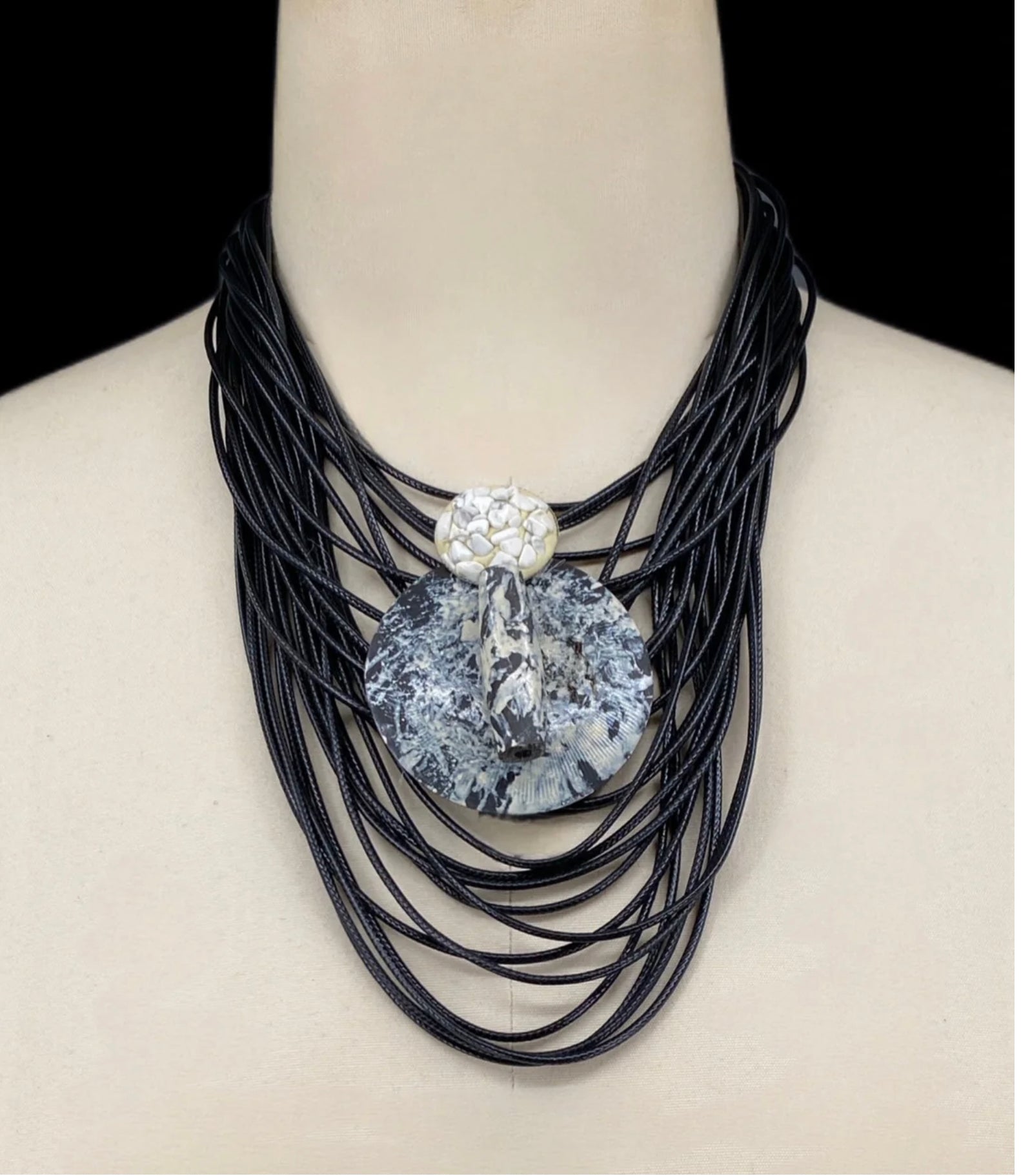 Stringed Painterly Intersecting Necklace