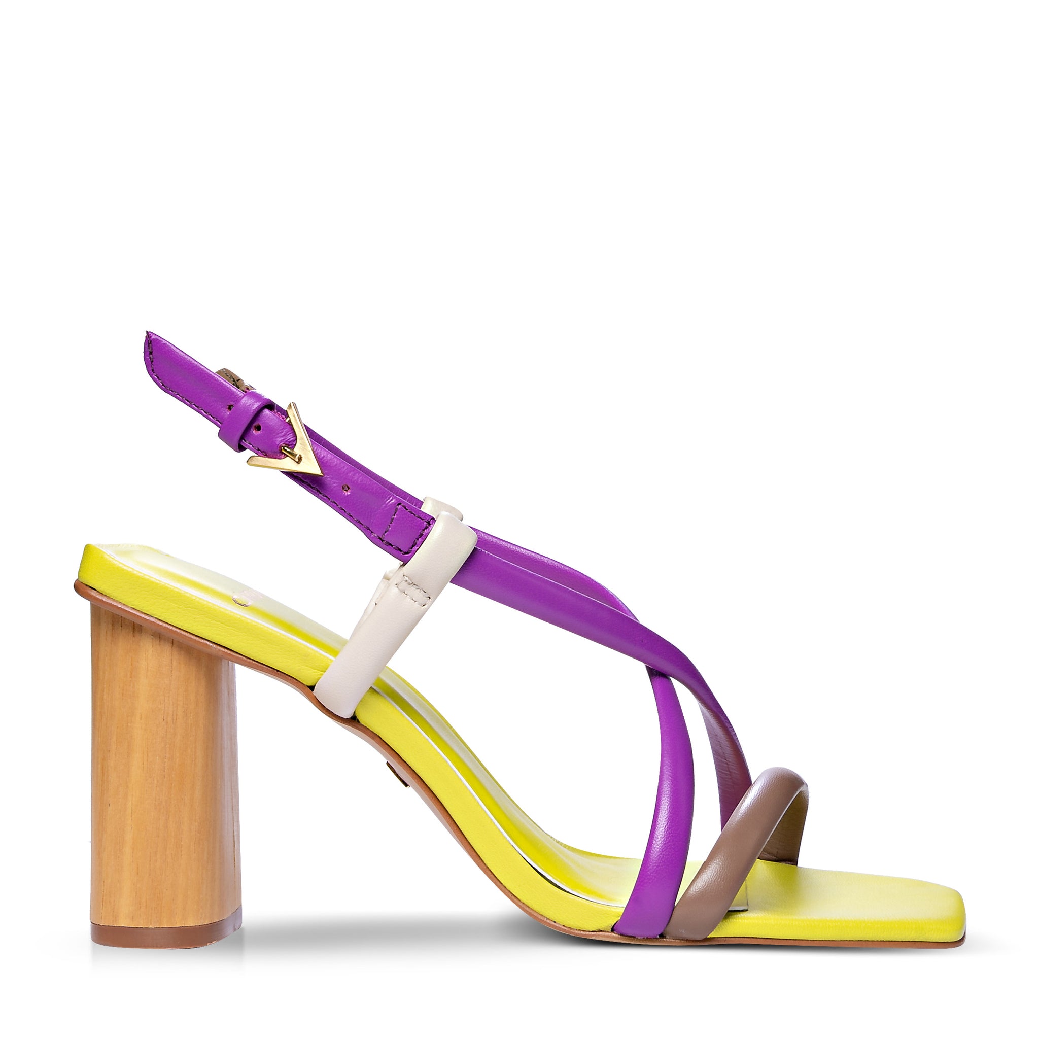 SHARON-MULTI COLOR WOOD HEEL LEMON SANDAL