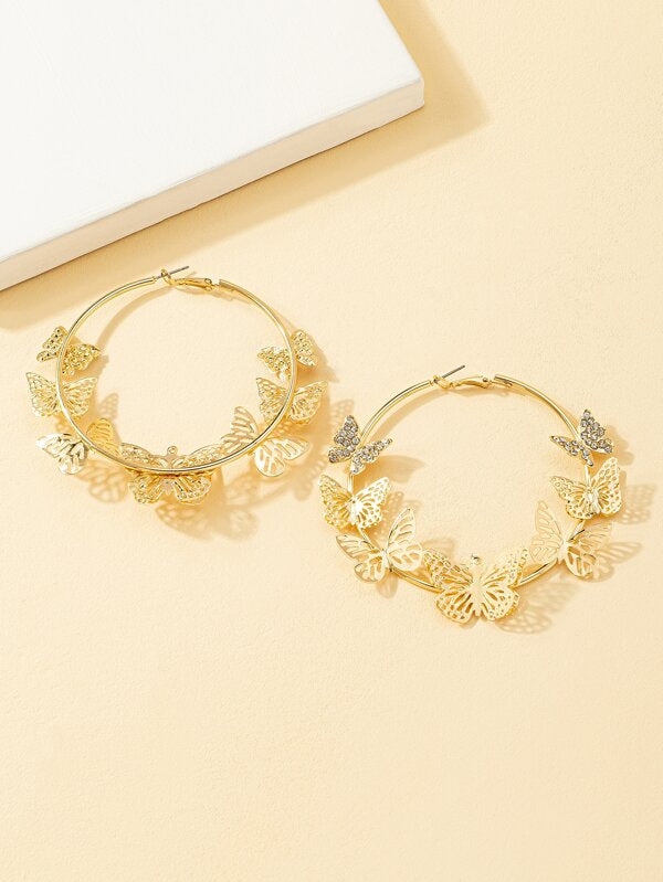 Butterfly Decor Hoop Earrings