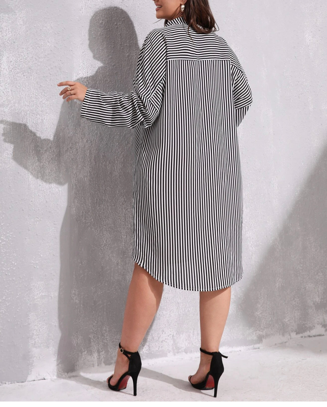 Striped Pocket Detail Button Through Shirt Dress