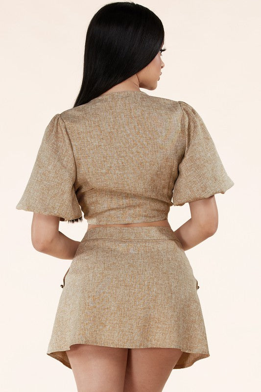Light brown woven two-piece set